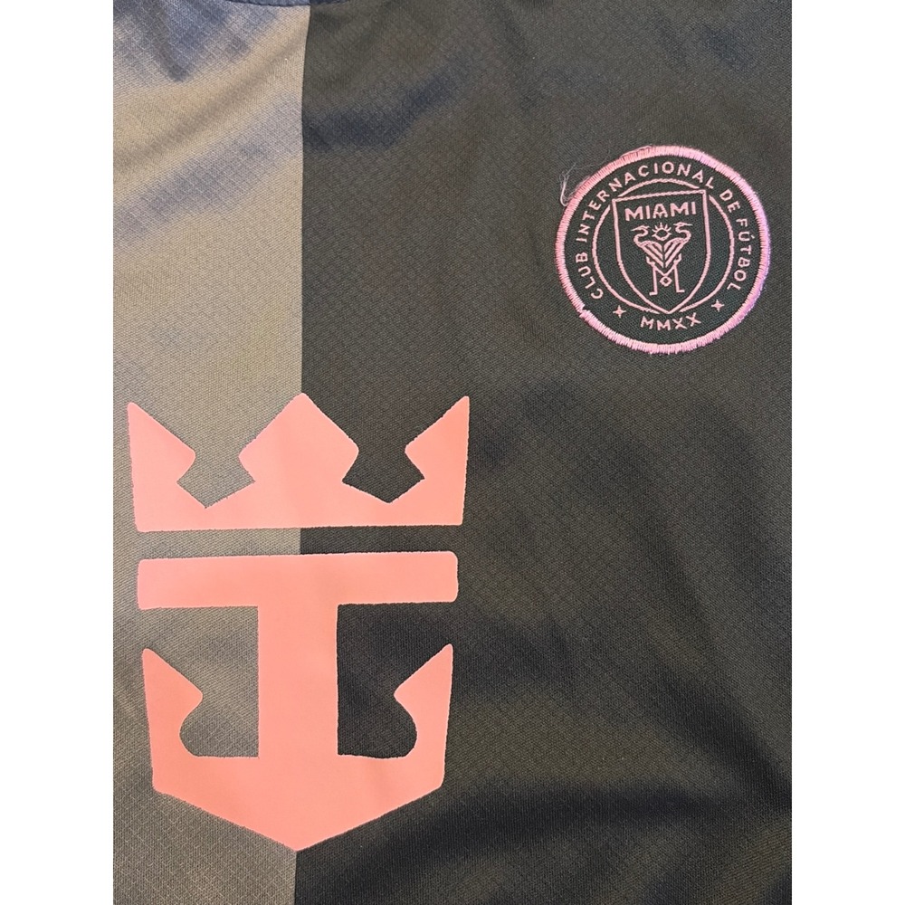 Adidas Inter Miami Messi 10 Youth Jersey 2024 Away Black Grey Pink Soccer Shirt